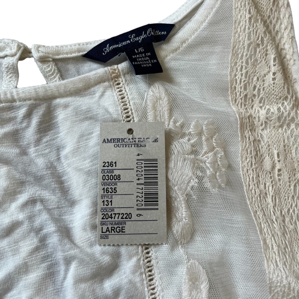 NWT American Eagle Outfitters Sleeveless Blouse W/ Lace Crochet Trim - Sz Large - Picture 6 of 8